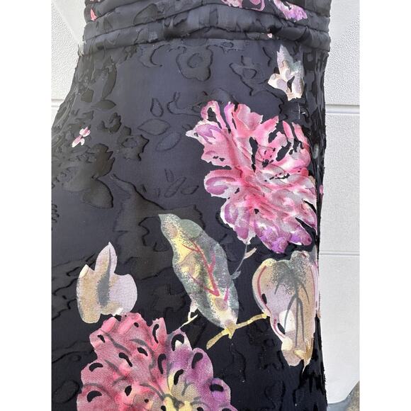 Robbie Bee Signature Dark Floral Burn Out Velvet Silk Dress Sz 10 Y2K Whimsigoth - Picture 10 of 15